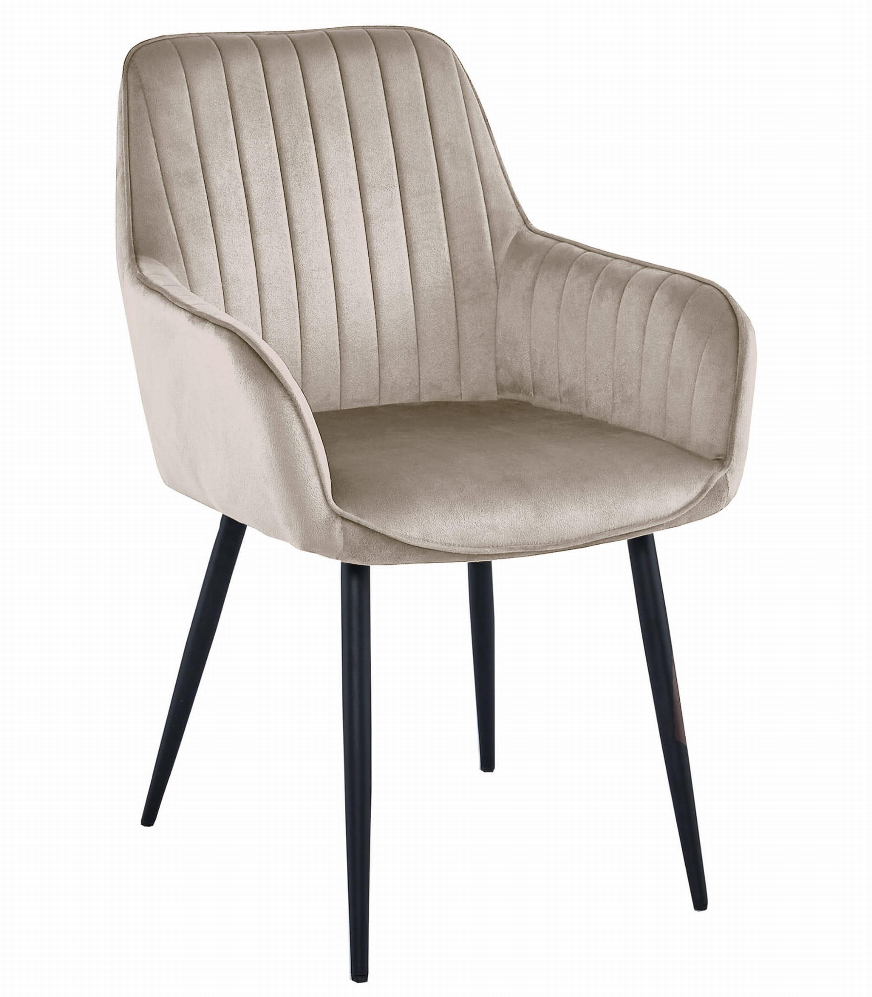 ESSZIMMERSTUHL SELO dunkelbeiger Sitz, schwarze Beine - Beige/Schwarz, Textil (55/83.5/45.5cm) - Valora