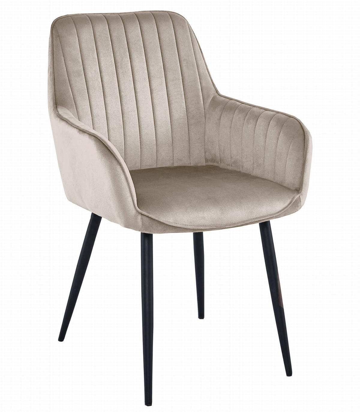 ESSZIMMERSTUHL SELO dunkelbeiger Sitz, schwarze Beine - Beige/Schwarz, Textil (55/83.5/45.5cm) - Valora