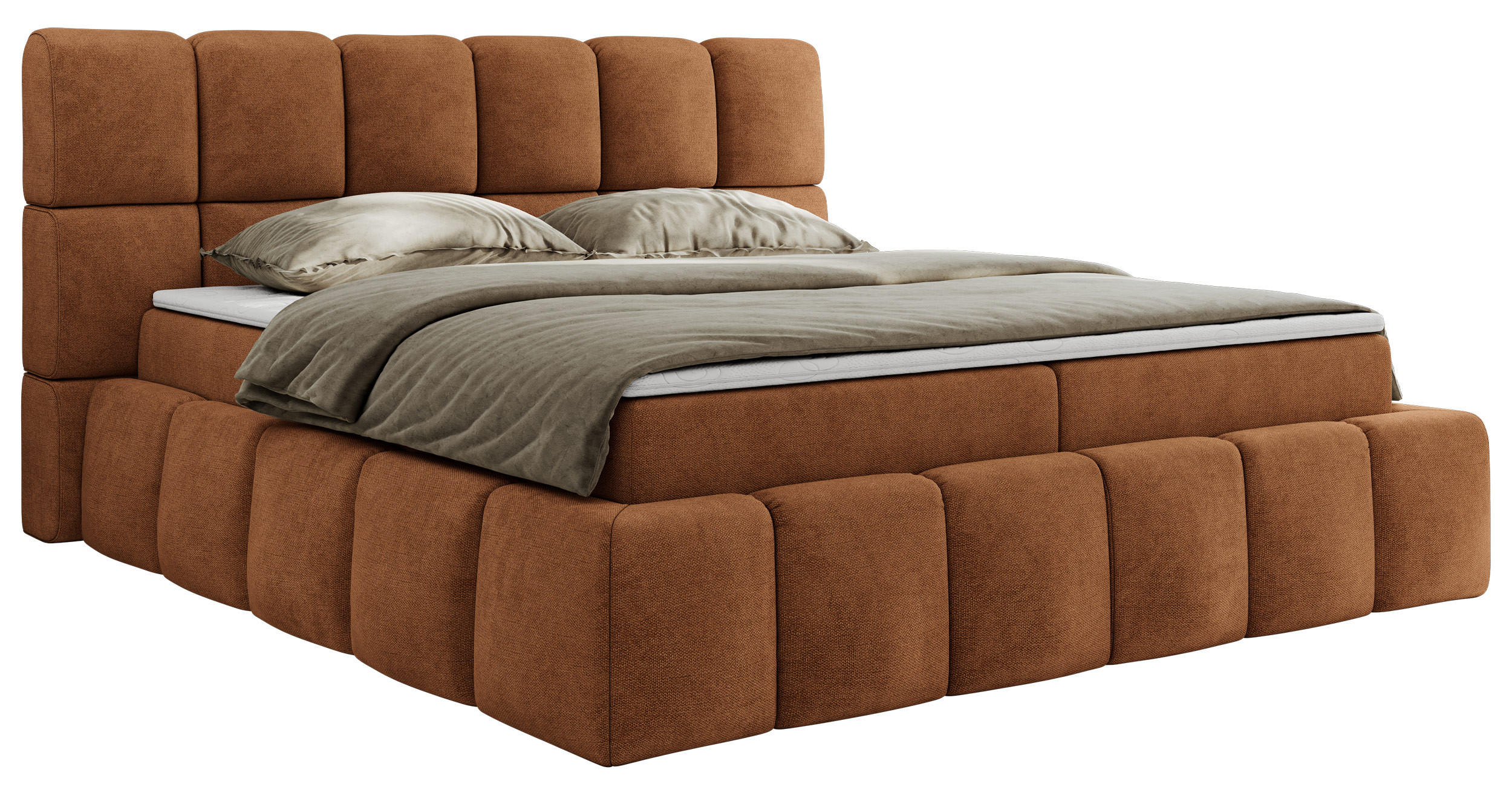 BOXBETT NIRA 160/200 - Orange Strukture - H3 - Orange, Holz/Textil (160/200cm) - MKS