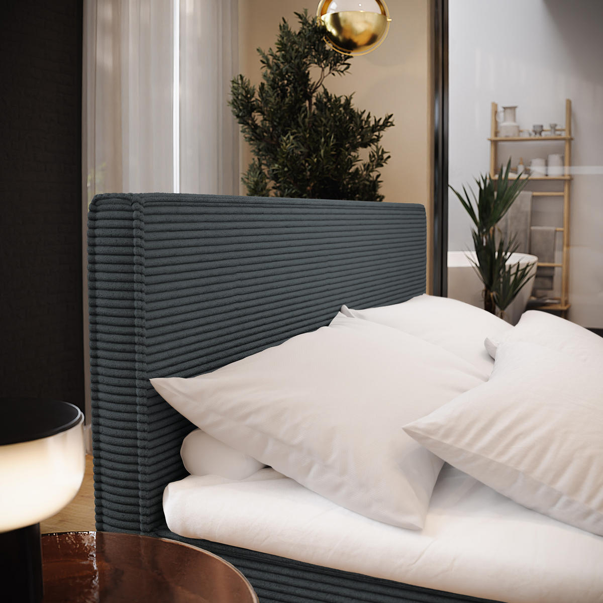 BOXBETT PELLIO 160x200 cm mit Matratze und Topper - Graphitfarben - Graphitfarben, Holz (160/200cm) - MASSENO