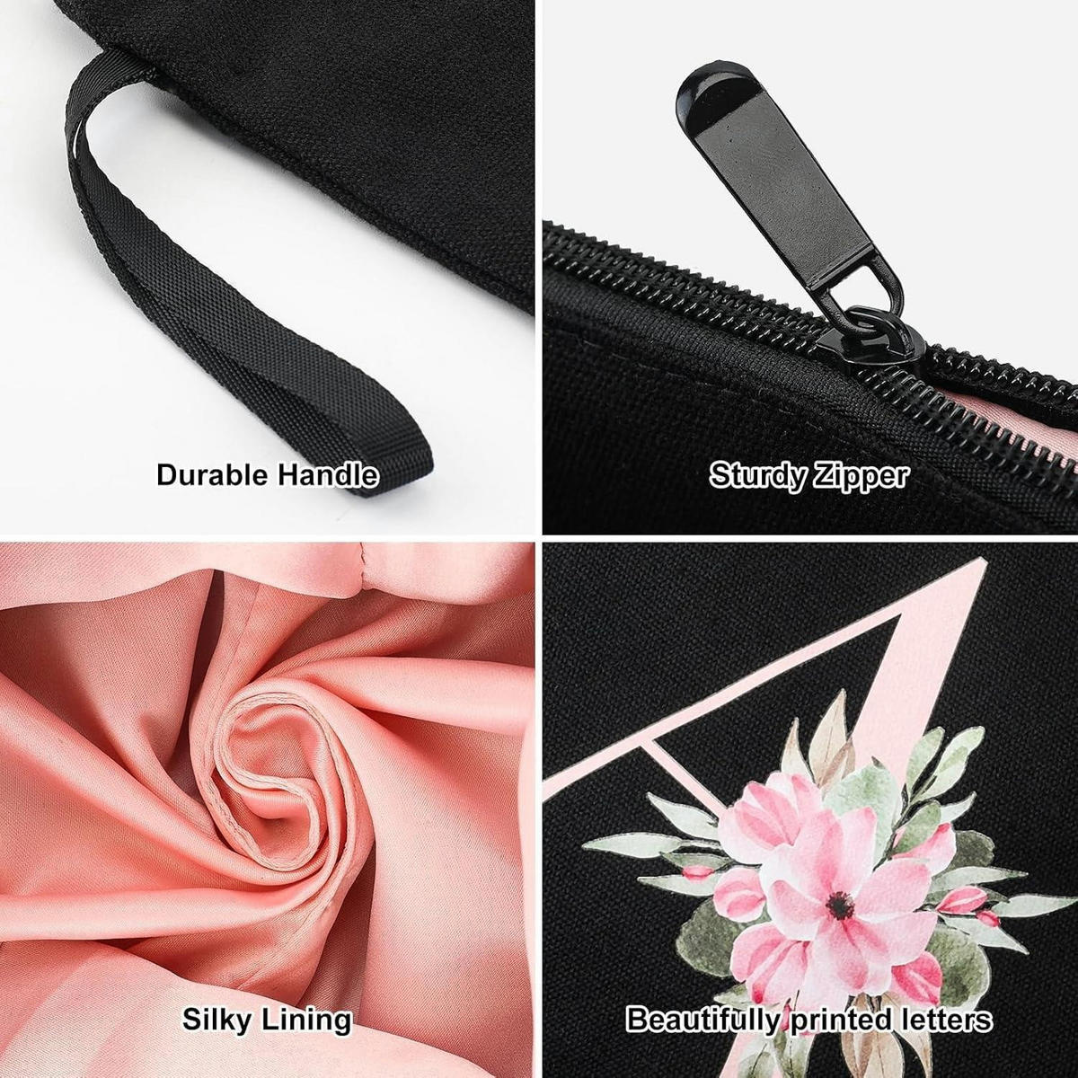 KOSMETIKTASCHE mit Initialdruck Schwarz - Schwarz, Textil (20/1/25cm)