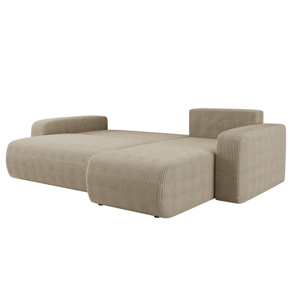 ECKSOFA L-FORM Schlaffunktion Und Bettkasten Eckcouch MILANO L Stoff Dicker Cord Dunkelbeige Rechts - Cappuccino, Holz/Textil (244/142cm) - Kaiser Möbel