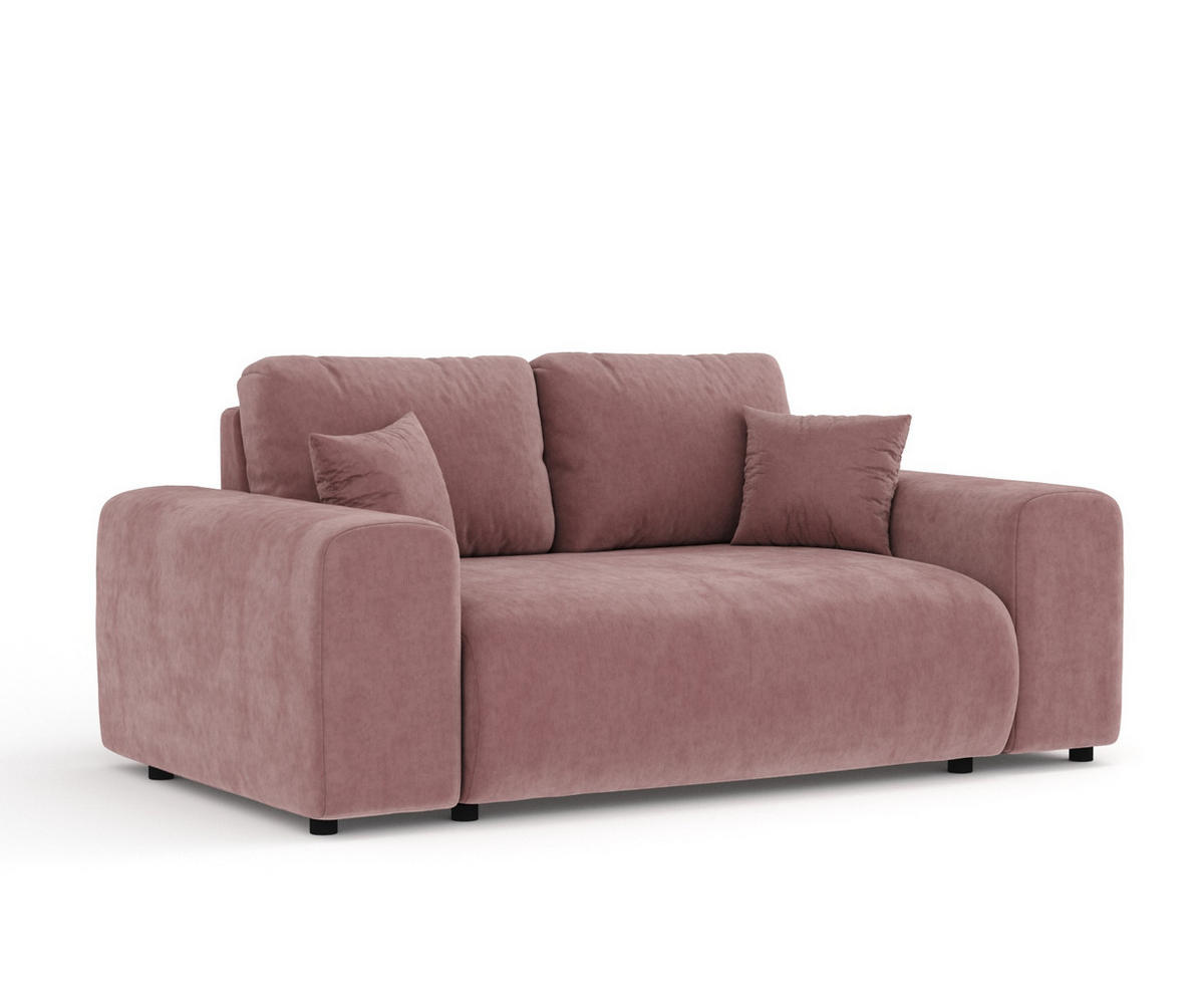 2-SITZER-SOFA Zanzibar Rosa Samtstoff - Schwarz/Rosa, Holz/Holzwerkstoff (178/79/108cm) - Maison de Reve