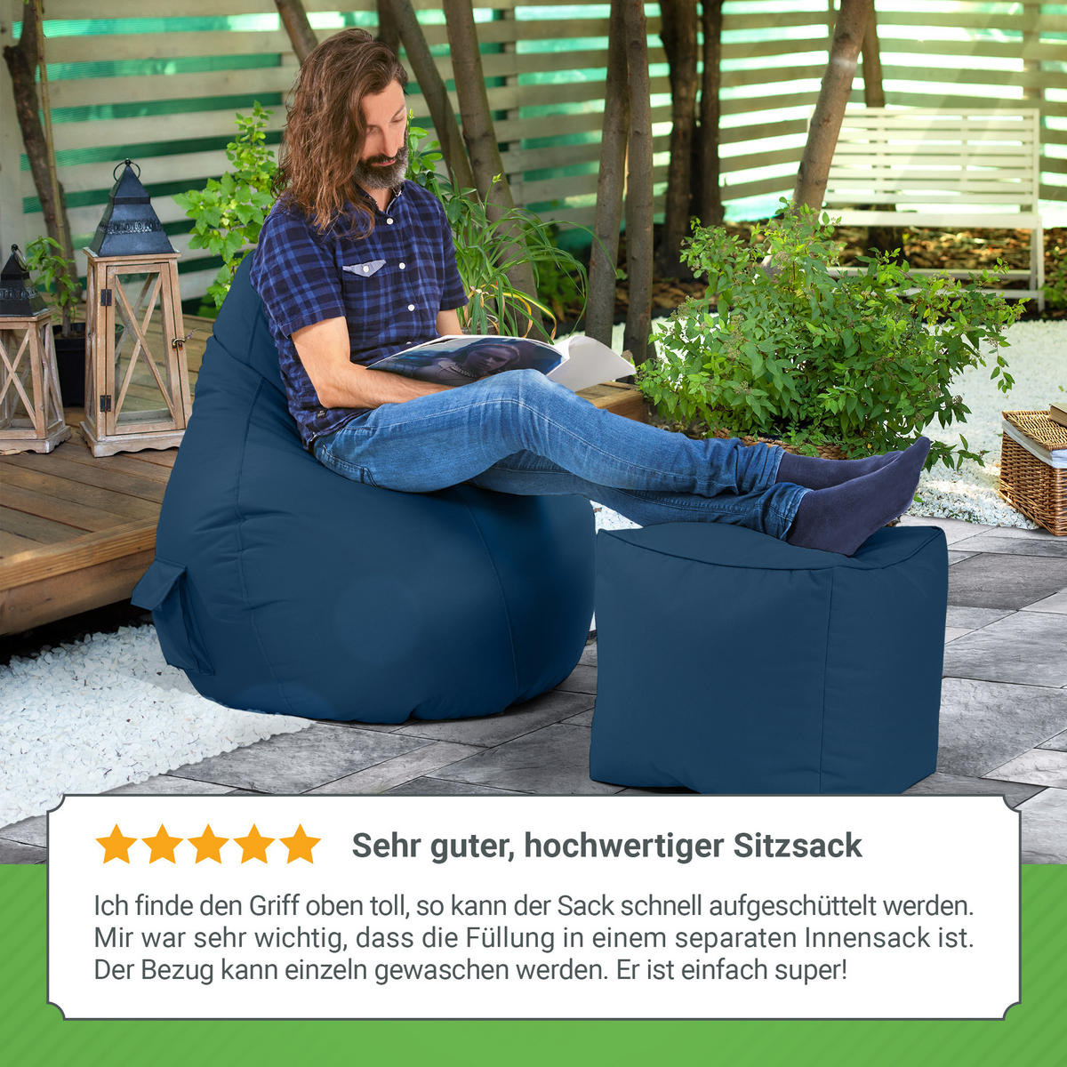 SITZSACK Lounge Chair "Cozy" 80x70x90cm - Dunkelblau, Textil (70/90/80cm) - Green Bean