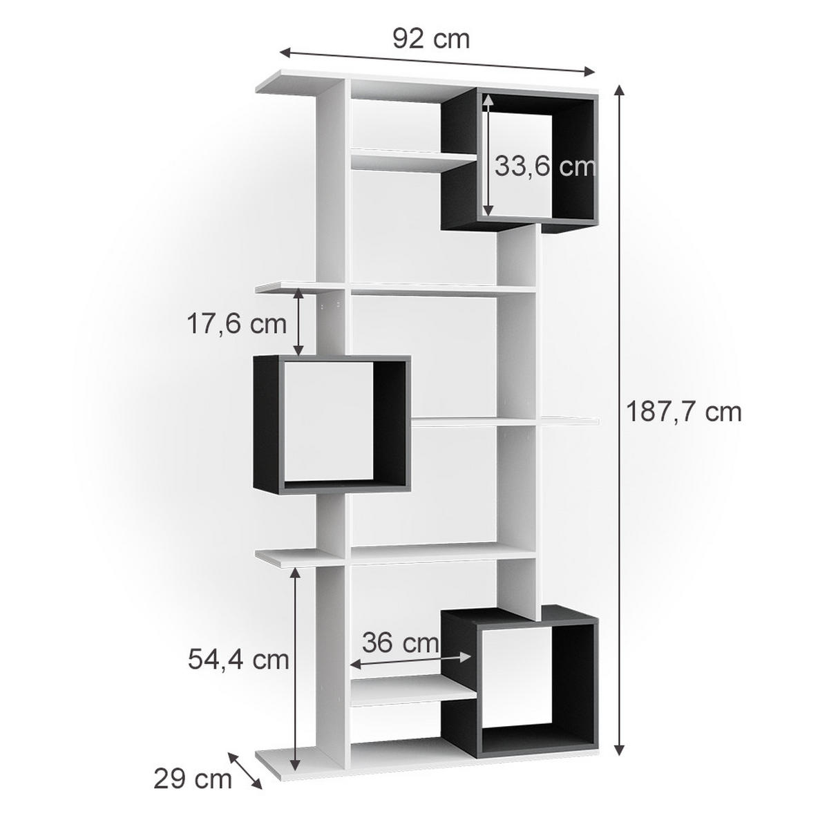 RAUMTEILER Cube Weiß/Anthrazit 92 x 187.7 cm - Anthrazit/Weiß, Holzwerkstoff (92/187.7/29cm) - Vicco