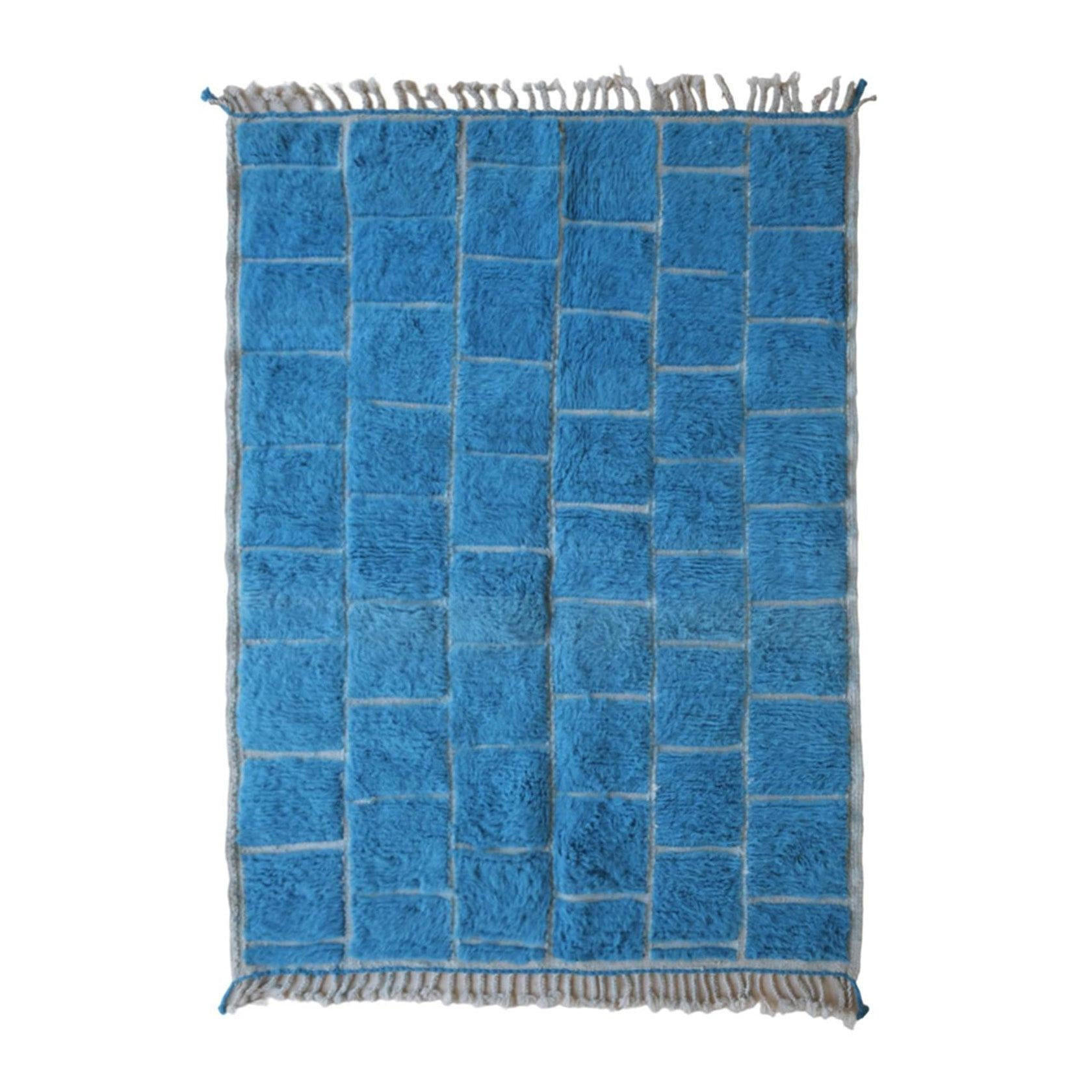 BERBERTEPPICH aus Marokko aus reiner Wolle 140x 200 cm - Blau, Naturmaterialien (140/200cm) - AFK Living
