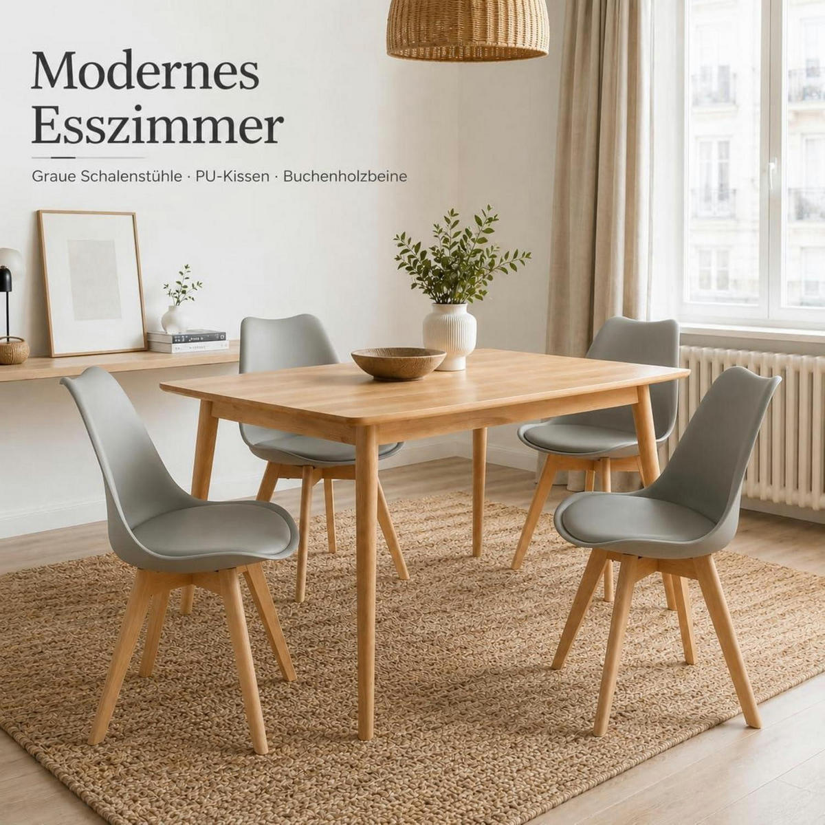KÜCHENSTÜHLE 4er Set Skandinavisches Design Grau - Grau, Kunststoff (47.5/82/41cm)