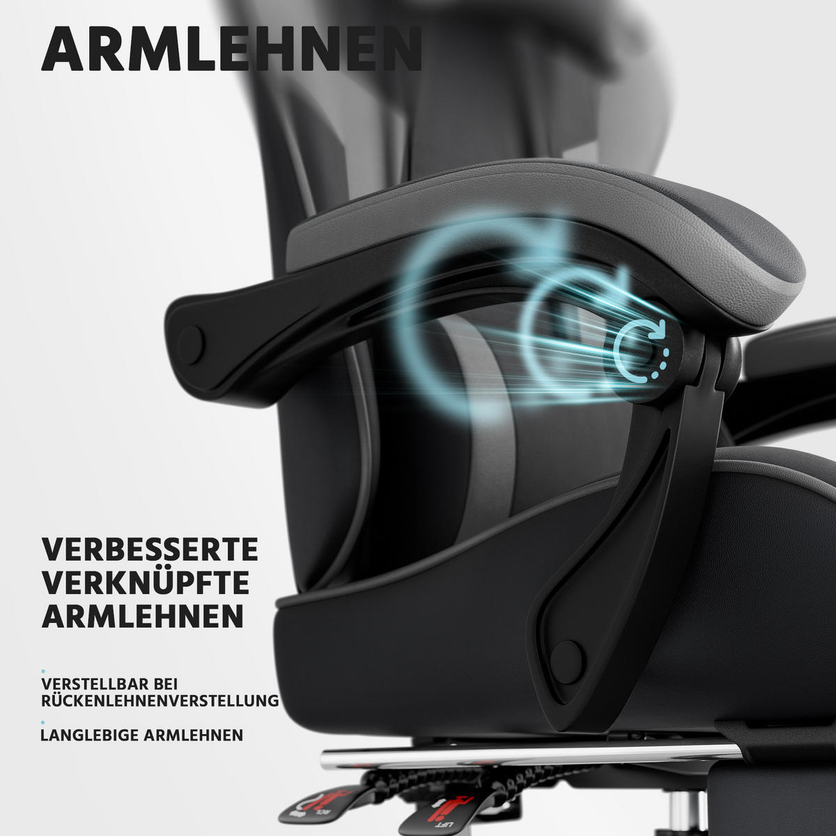 GAMING-STUHL ergonomisch verstellbar PVC Black Gray - Schwarz, Kunststoff (63/120.5/58.5cm) - Meubliv