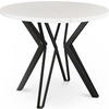 ESSTISCH Revena runder ausziehbarer, Weiß 120-200/120/76 cm - Schwarz/Weiß, Holzwerkstoff/Metall (120/120/76cm) - WFL GROUP