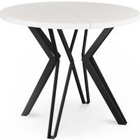 ESSTISCH Revena runder ausziehbarer, Weiß 100-180/100/76 cm - Schwarz/Weiß, Holzwerkstoff/Metall (100/100/76cm) - WFL GROUP