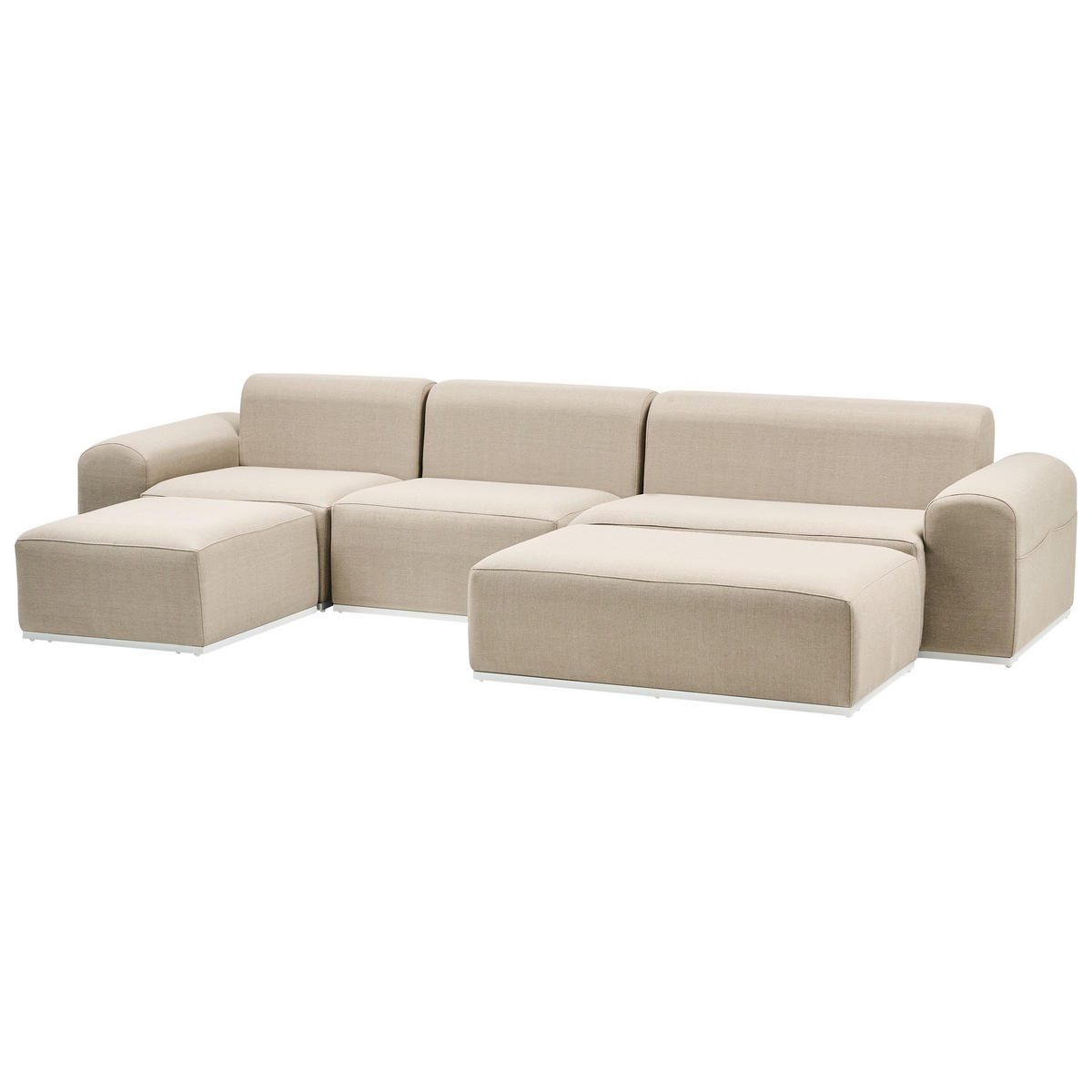 LOUNGE-SET 7-Sitzer Beige Battifollo - Beige/Weiß, Textil - Beliani