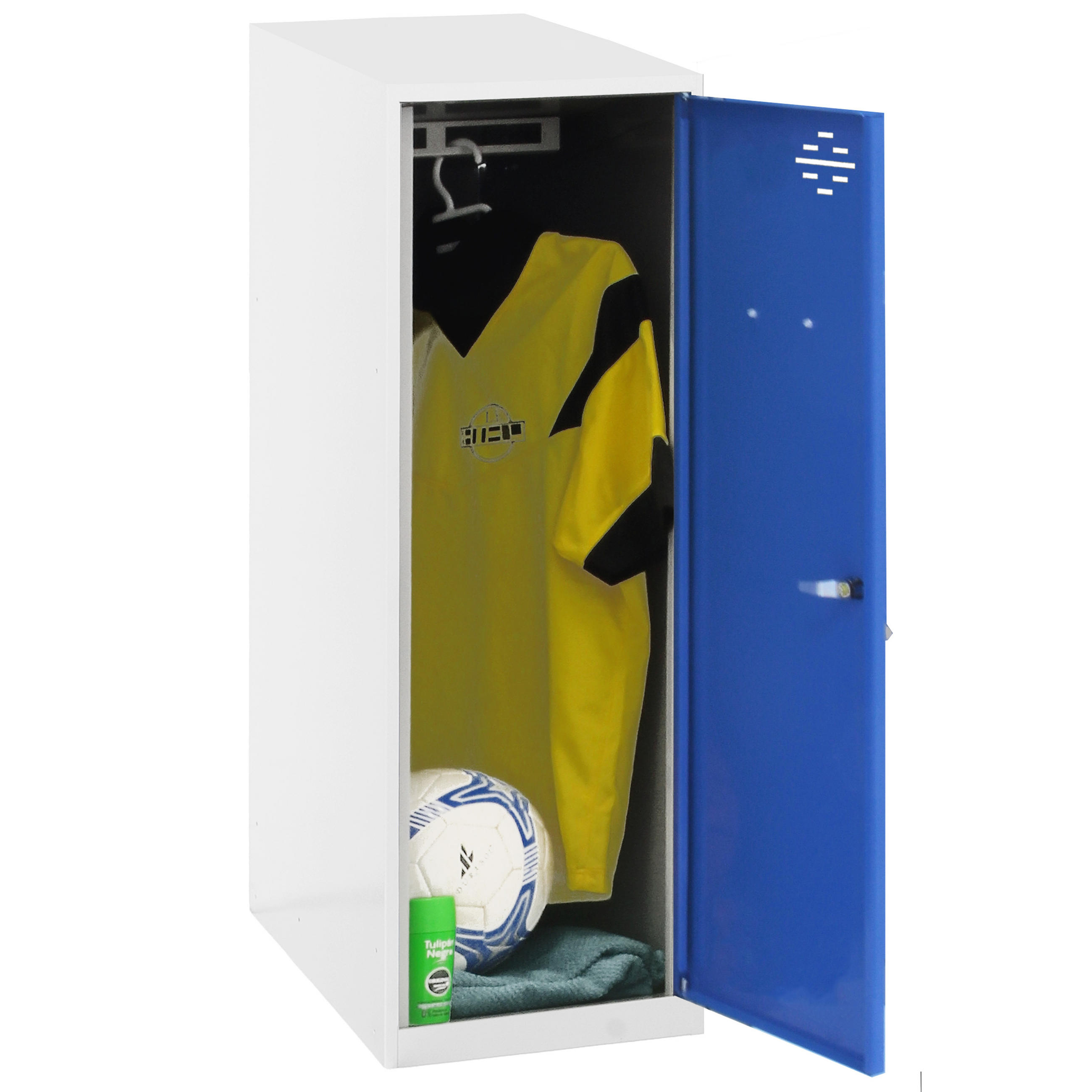 SCHLIESSFACHWÜRFEL Amego HxBxT 91,5x30x50 cm Ohne Standfüße Blau-Weiß Spind - Blau, Metall (30/91.5/50cm) - PROREGAL