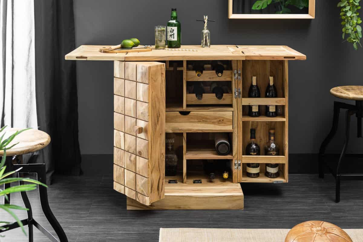 BARSCHRANK MOSAICO Akazie 130cm - Braun, Holz (65/90/50cm) - riess-ambiente