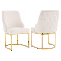 ESSZIMMERSTÜHLE 2er-Set Samt Gold Metall Beige - Beige/Goldfarben, Textil (59/89/55cm) - FLIEKS