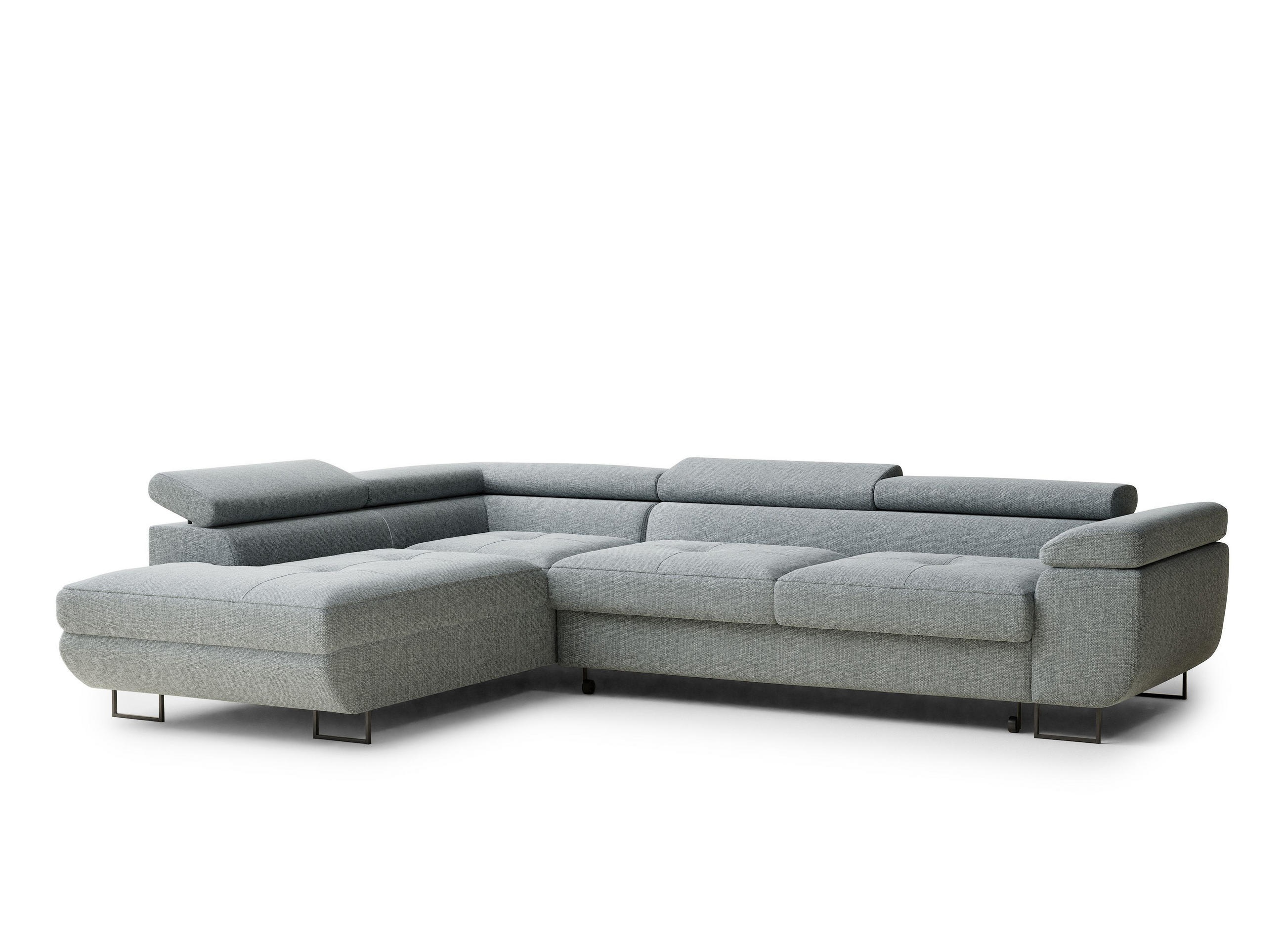 ECKSOFA Concord Blau grau Webstoff - Links Seite - Blaugrau/Schwarz, Holz/Holzwerkstoff (203/277cm) - Maison de Reve