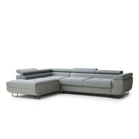 ECKSOFA Concord Blau grau Webstoff - Links Seite - Blaugrau/Schwarz, Holz/Holzwerkstoff (203/277cm) - Maison de Reve