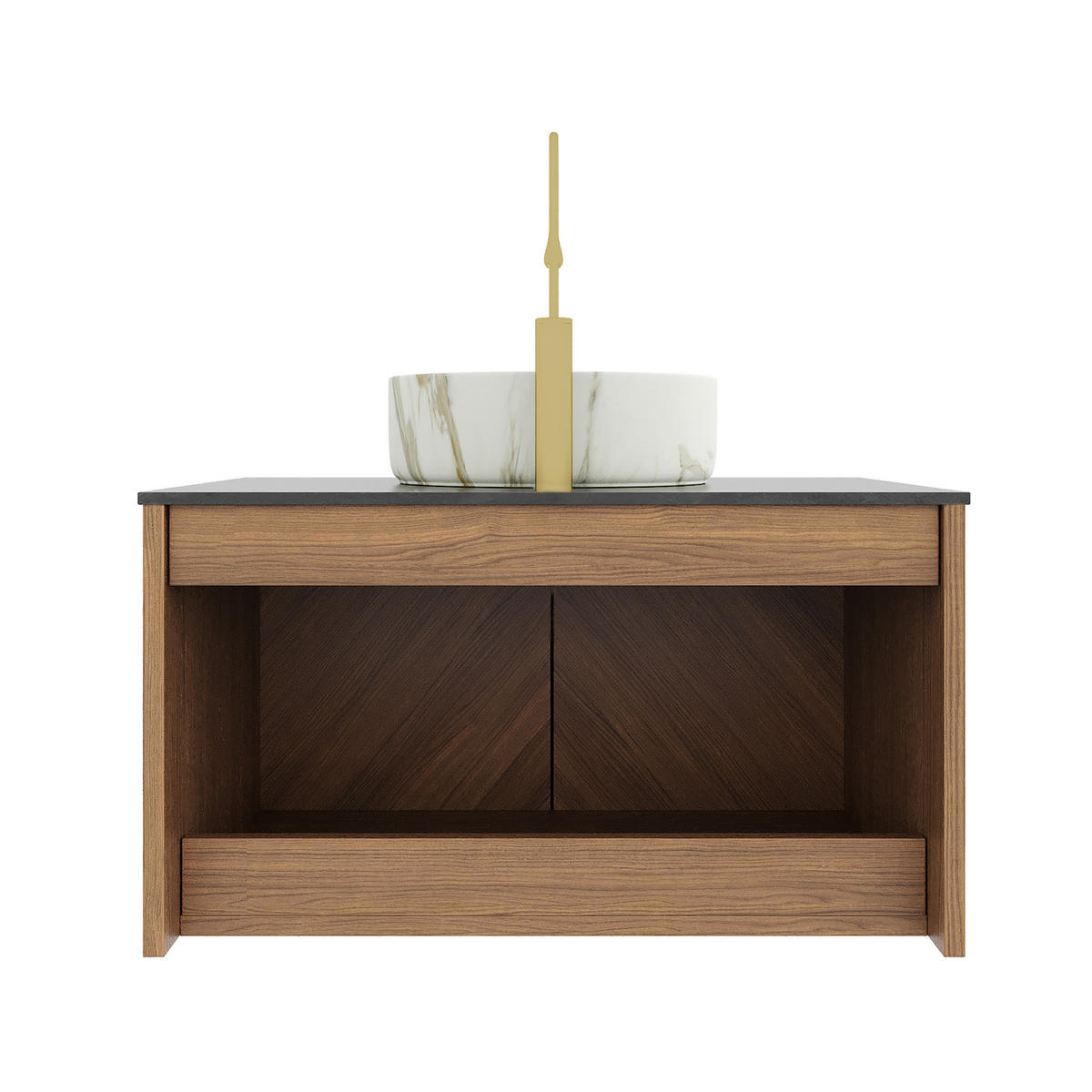 WASCHTISCH Braun-Eiche 76/50/53 cm - Schwarz, Holz (76/53.1/50cm) - PANGIVO