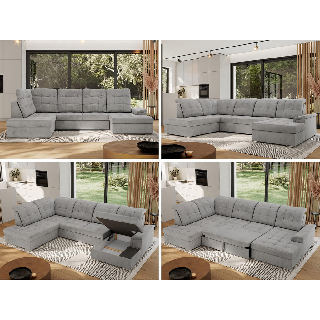 Thumbnail - MKS Wohnlandschaft, Hellgrau, Textil, 6-Sitzer, U-Form, 204x89x323 cm, Oeko-Tex®, Wohnzimmer, Sofas & Couches, Wohnlands...