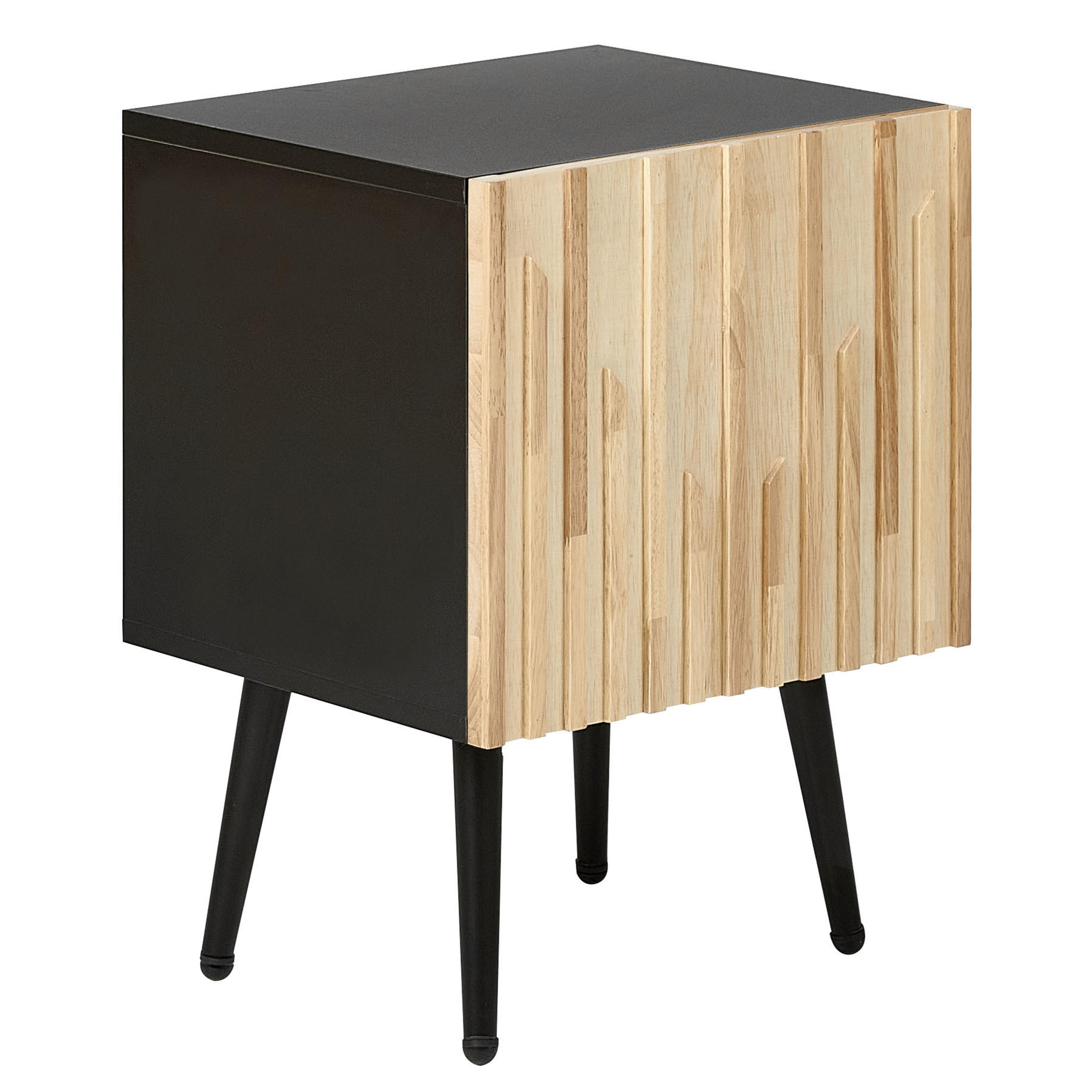 NACHTTISCH Heller Holzfarbton/Schwarz Dalcross - Hellbraun/Schwarz, Holzwerkstoff (40/50/35cm) - Beliani