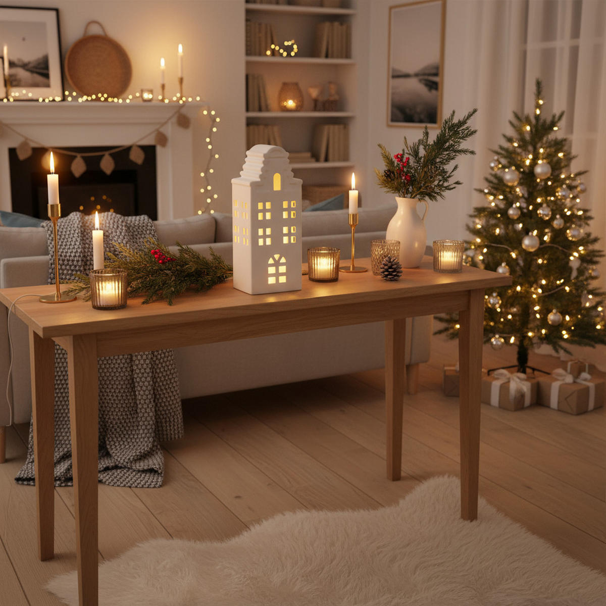 HAUSLAMPE LED Weiß 24 cm - Weiß, Keramik (5/23.5/9.4cm) - Home Styling Collection