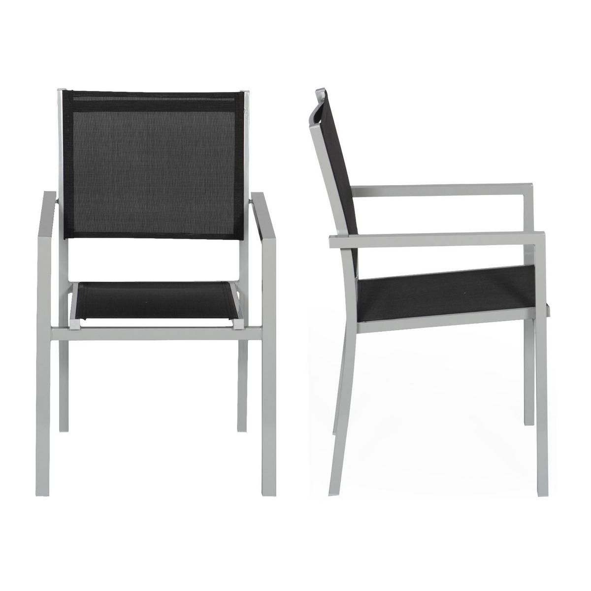 STÜHLE Grau und Schwarz 4er-Set - Schwarz, Kunststoff (57/89.5/56.5cm) - Happy Garden