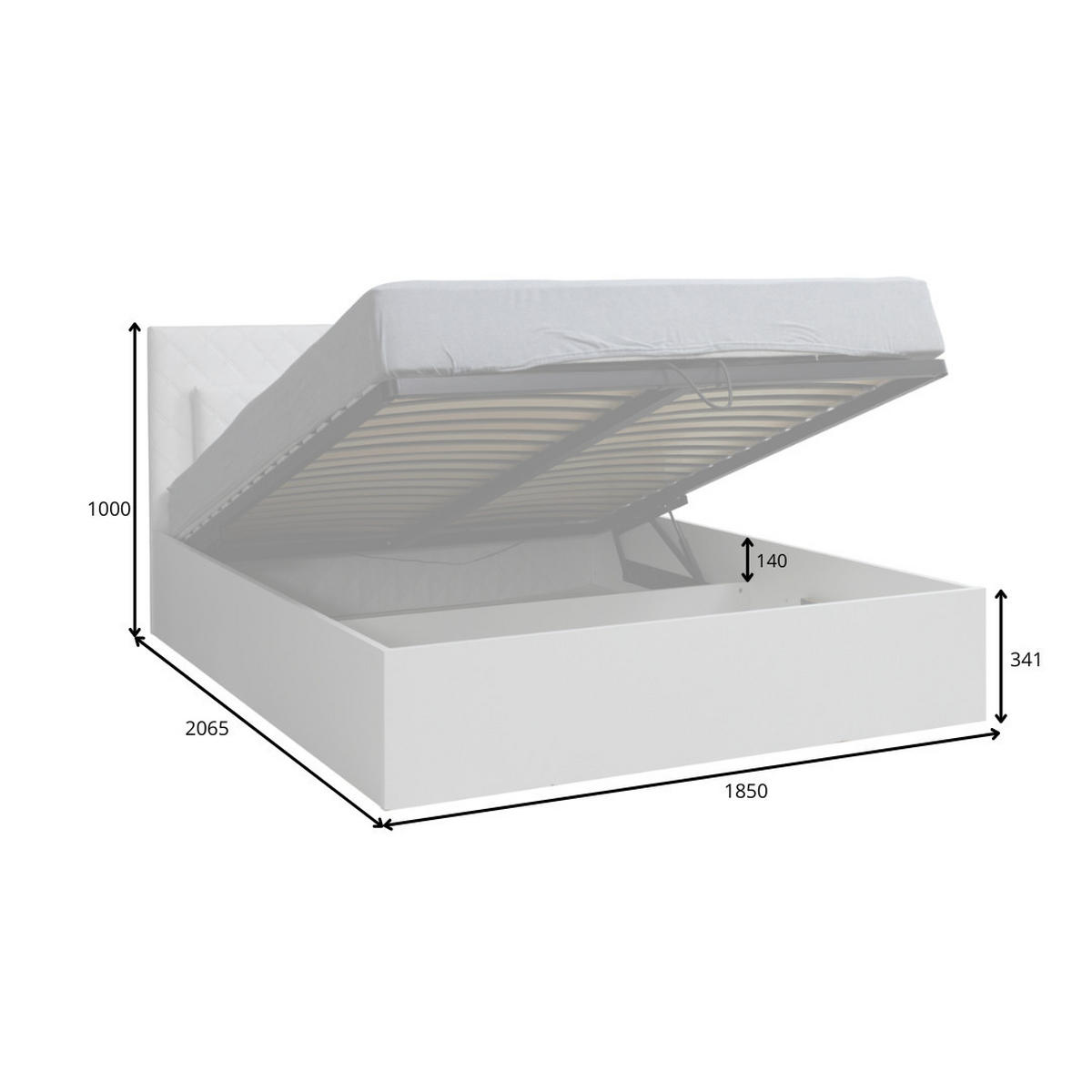 BETT PAVORA – Liegefläche 160×200 cm – mit Bettkasten Alpinweiß / Weiß Hochglanz - Weiß Hochglanz, Holzwerkstoff (160/200cm) - Milaros Markt