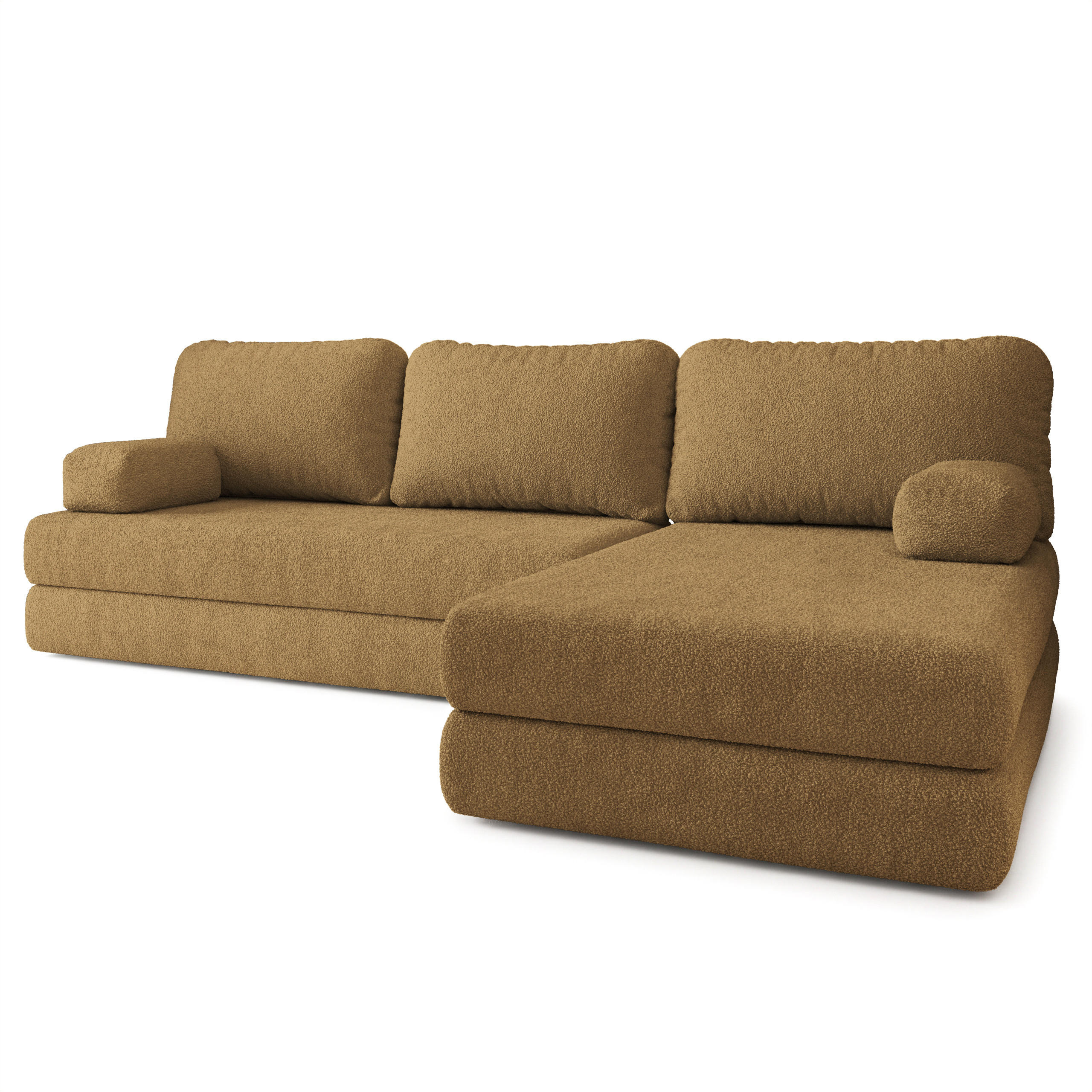 ECKSOFA LEA modulares Boneless Sofa mit Schlaffunktion Orange Boucle-Stoff - Gelb, Textil (270/160cm) - MASSENO