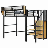 HOCHBETT mit Leiter und Regal 90x200 cm Metall Schwarz - Schwarz, Metall (90/200cm) - Meubliv