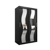 SCHWEBETÜRENSCHRANK 200/120/62 2-türig - Silberfarben/Schwarz, Holz/Kunststoff (120/200/62cm) - Abiks Möbel