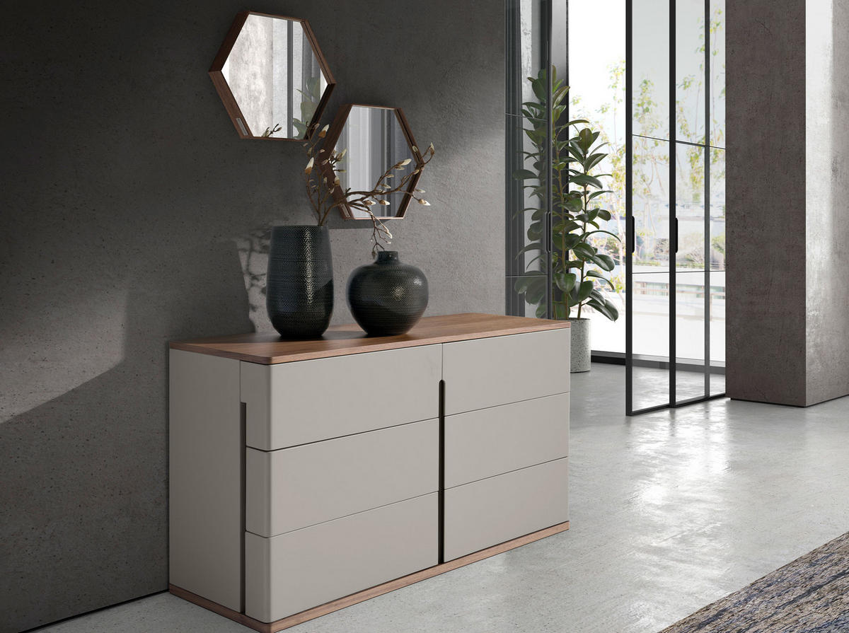 WANDSPIEGEL Wandspiegel sechseckig Walnuss 46/40/6 cm - Walnussfarben, Holz (46/6/40cm) - ANGEL CERDA