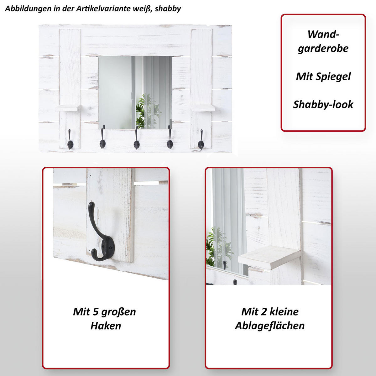WANDGARDEROBE MIT SPIEGEL Grau - Grau, Holz (90/60/14cm) - Jamb