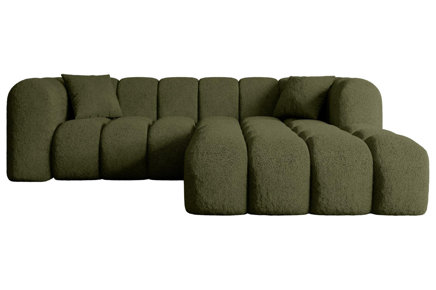 ECKSOFA Ottomane Rechts OLEA-L1 - 231x173x74 cm Grün Bouclé - Schwarz/Grün, Holzwerkstoff/Kunststoff (231/173cm) - ALTDECOR