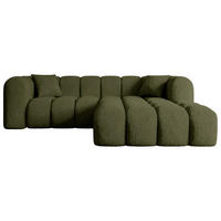 ECKSOFA Ottomane Rechts OLEA-L1 - 231x173x74 cm Grün Bouclé - Schwarz/Grün, Holzwerkstoff/Kunststoff (231/173cm) - ALTDECOR