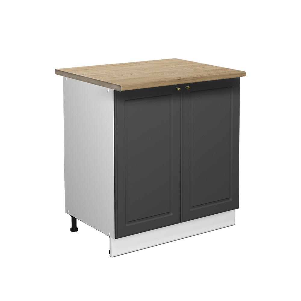 KÜCHENUNTERSCHRANK Fame-Line, Anthrazit-Gold Landhaus/Weiß, 80 cm Arbeitsplatte Goldkraft Eiche - Anthrazit/Weiß, Holzwerkstoff (80/82/60cm) - Vicco