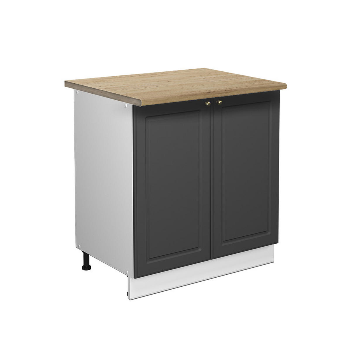 SPÜLENUNTERSCHRANK Fame-Line Anthrazit-Gold 80 cm mit Regal, AP Eiche - Anthrazit/Graphitfarben, Holzwerkstoff (80/82/60cm) - Vicco