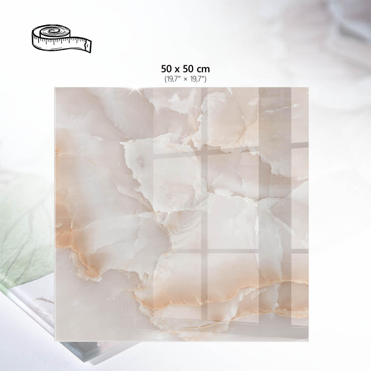 TISCHPLATTE 50x50 cm – Marmormuster - Violett, Glas (50/50/0.4cm) - Wallfluent