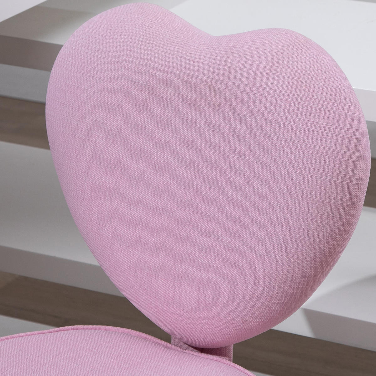 DREHSTUHL, niedliches Herz-Design, höhenverstellbar, Stoffbezug in Leinenoptik, rosa, 42 x 50 x 79-89 cm - Rosa, Textil (50/89/42cm)