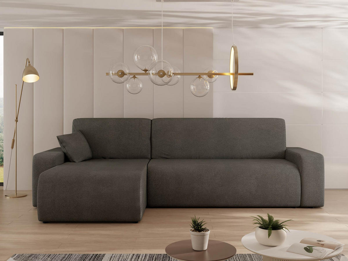 ECKSOFA Piano - Schwarz/Braun, Holz/Kunststoff (244/145cm) - MIRJAN24