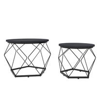 BEISTELLTISCH DUETT Schwarz 2er-Set Metall Ø 50 / 40 cm H: 40 / 36 cm - Schwarz, Metall (50/50/40cm) - Coemo