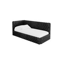 EINZELLBETT Jugendbett mit Bettkasten und Matratze H3/H4, Rechts - MULY 100x200 Schwarz - Anthrazit, Holzwerkstoff/Textil (100/200cm) - ALTDECOR