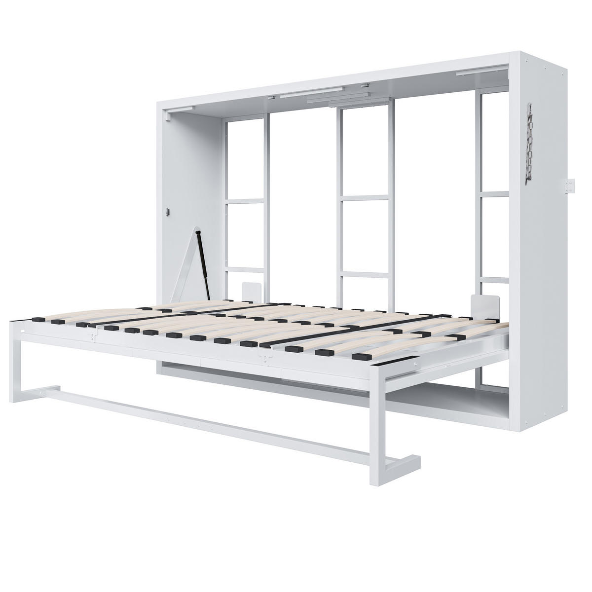 KLAPPBETT 140/200 cm in Weiß mit Wandverriegelung - Weiß, Holzwerkstoff/Metall (140/200cm) - WISHDOR