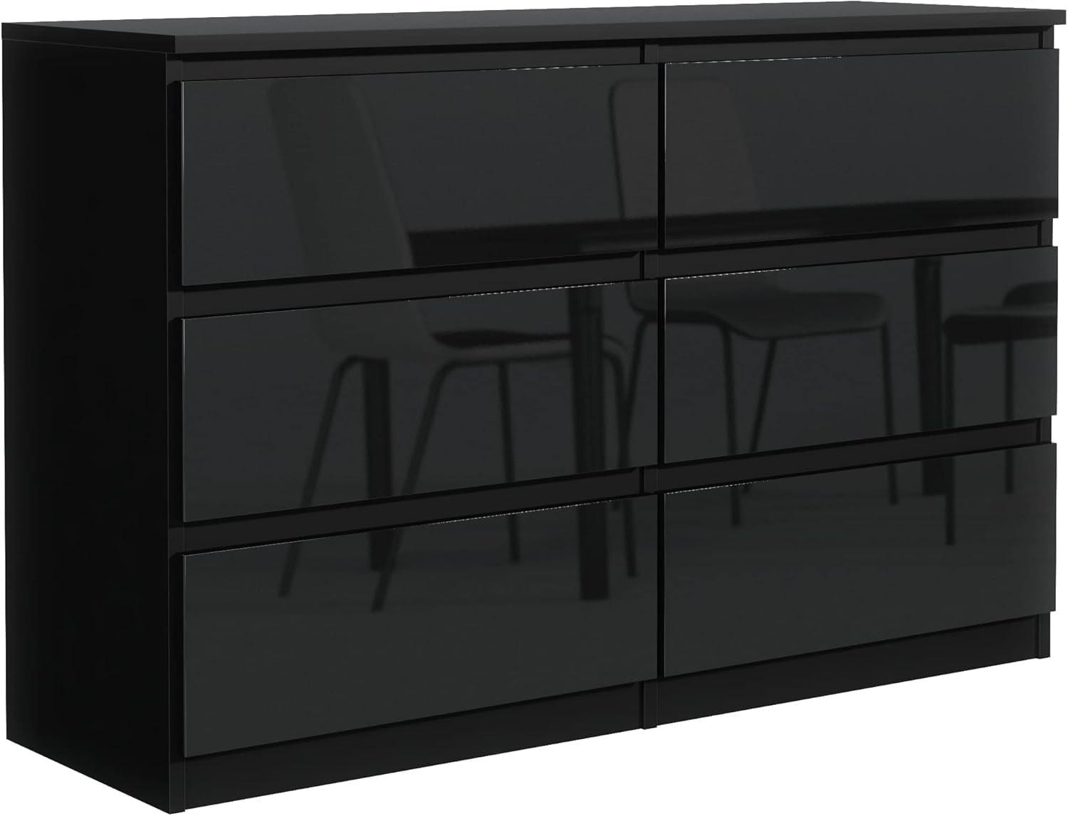 Mobelsta Kommode Schwarz Hochglanz 120x78.5x39 cm