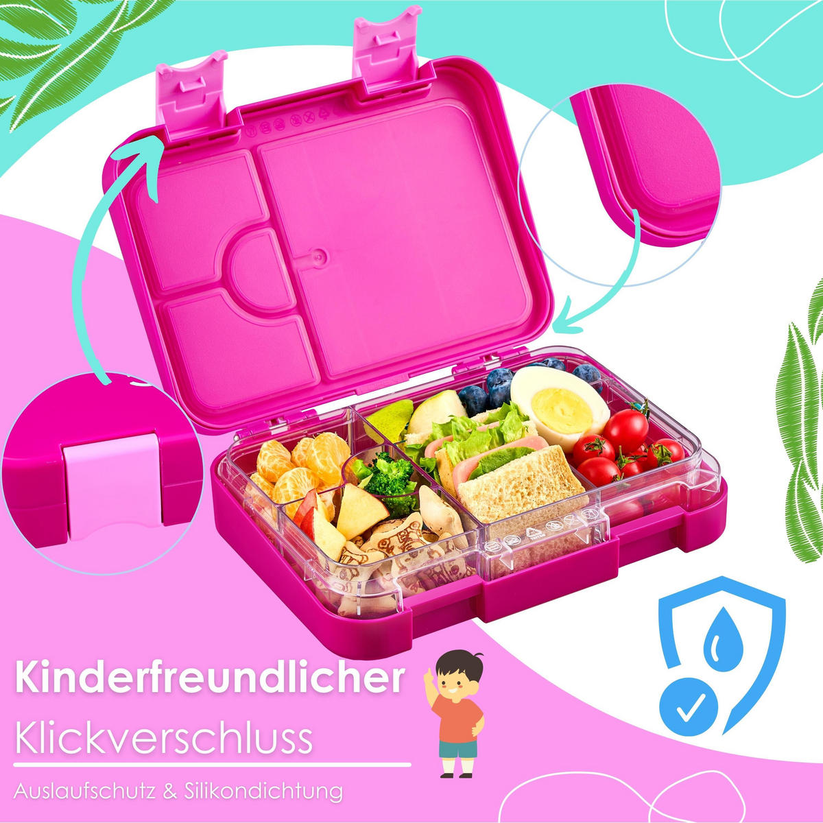 SNACKBOX mit Klick-Verschluss BPA-Frei Tritan Pink - Pink, Kunststoff (15/4.5/21cm) - Ecosa