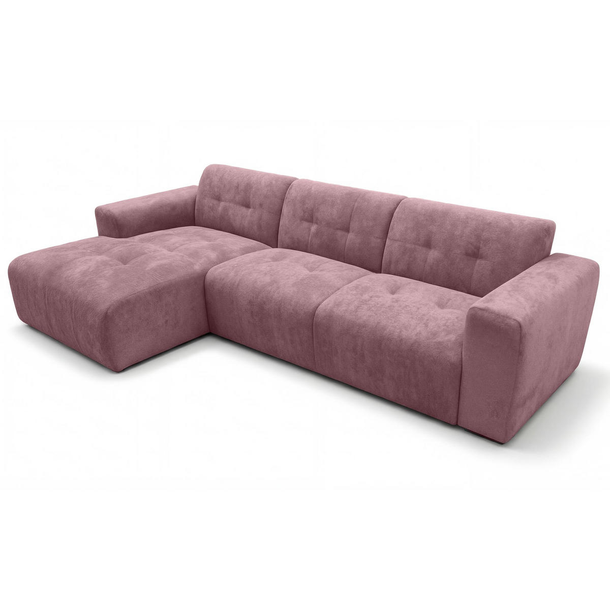 ECKSOFA L Form Corlu Rosa 310/165/78 cm – stilvolle kleine Eckcouch Links - Schwarz/Rosa, Kunststoff/Textil (310/165cm) - AX Living