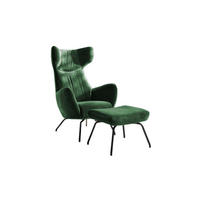 SESSEL MIT HOCKER LOTTE Smaragdgrün Velvet - Smaragdgrün/Schwarz, Textil (79/117/82cm) - KAWOLA