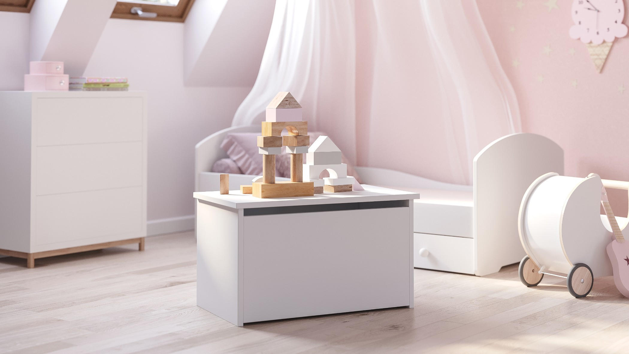 SPIELZEUGTRUHE Daria - Weiß, Holzwerkstoff (73/40cm) - RAUMHIRSCH FURNITURE