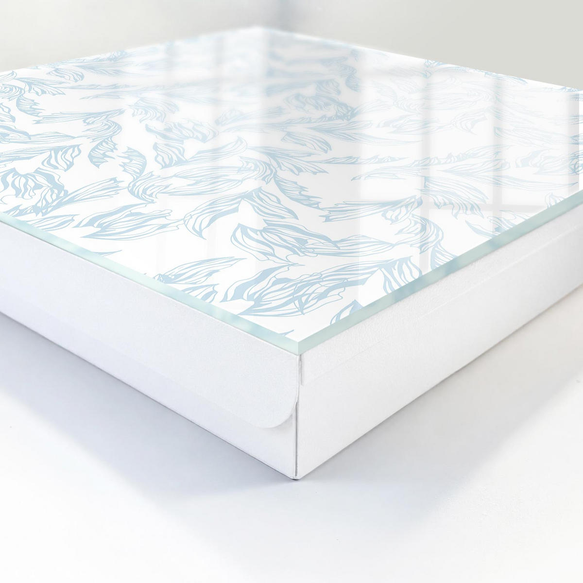 SCHLÜSSELBOX Weiß 30x30 cm – Türöffnung nach rechts - Blumenmuster - Weiß, Metall (30/30/5cm) - TULUP