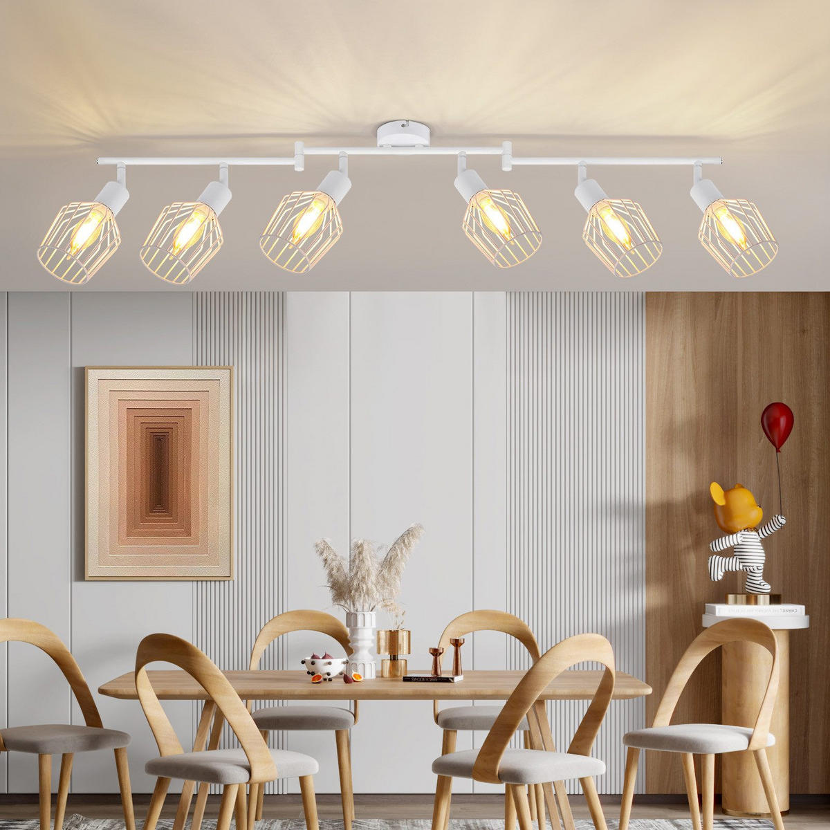 STRAHLER Franziska 6-flammig 122/20/10 cm - Weiß, Metall (122/20/10cm) - Nettlife