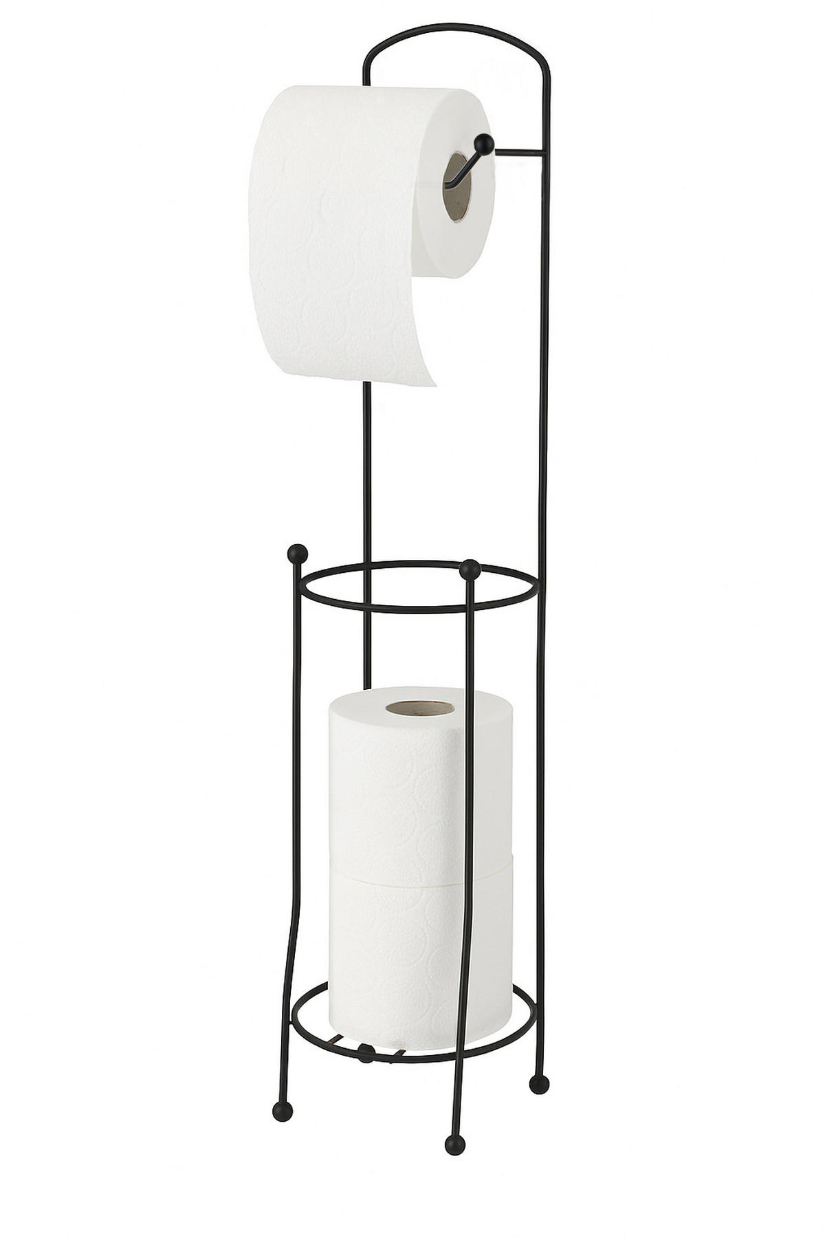 STOJAN NA TOALETNÍ PAPÍR S WC ŠTĚTKOU, kov, černá, 15,7/15,7/66 cm - černá, kov (20/70/20cm) - Mondex