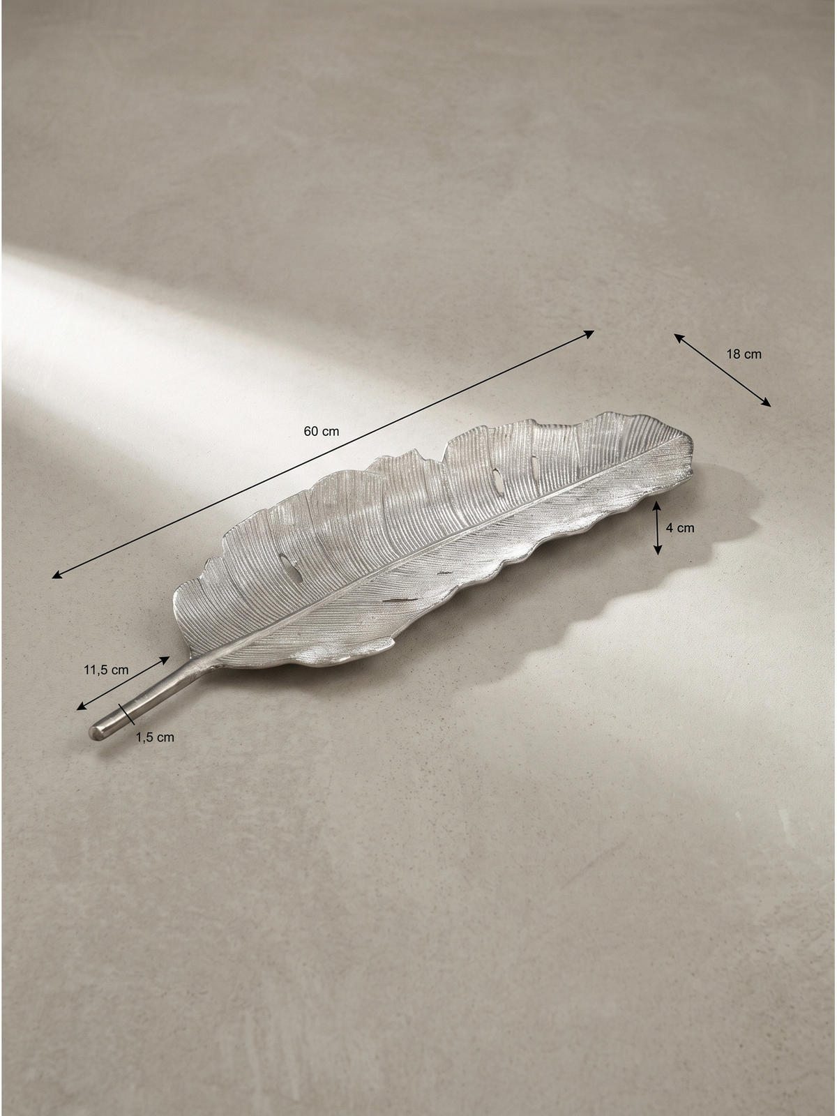DEKOSCHALE SUBIACO, Aluminium, handgefertigt, Silber, 60 x 18 x 4 cm - Silberfarben, Metall (4cm) - KADIMA DESIGN
